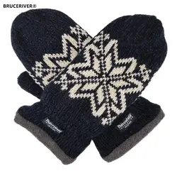 Bruciver мужские снежинки Вязаные рукавицы с теплой флисовой подкладкой Thinsulate