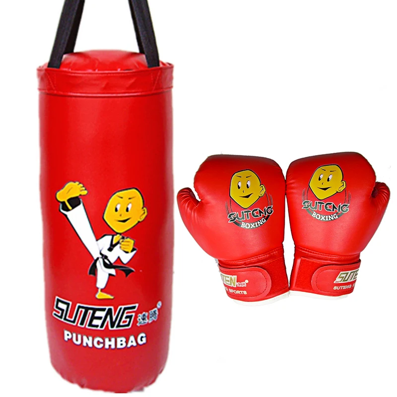 SUTEN Boxing Sandbag Gloves Set Cartoon Children Training Fitness MMA Punching Bag Empty Kick Muay Thai Boxer Protective Gear