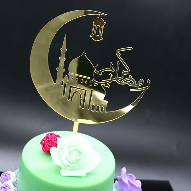 Рамадан акриловый торт Топпер Eid Mubarak золотые украшения для кексов для Hajj Mubarak Торт Украшения мусульманские Eid выпечки ребенка душ