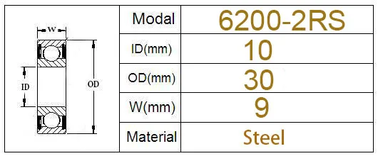 4 шт 6200-2RS 10X30X9 мм ABEC Глубокие шаровые подшипники/велосипедные подшипники 6200 RS велосипедный подшипник