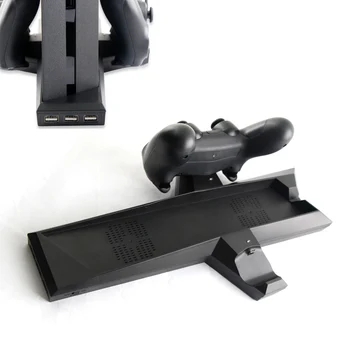 

7 In 1 Dual Charger Ports Charging Station 3 USB Hub Vertical Stand Dual Cooler Fans for PS4 PlayStation 4 Console Controllers