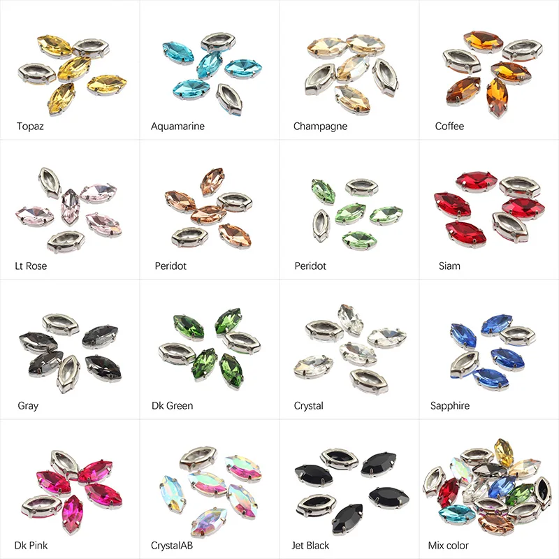 

5X10mm More color! Horse eye Crystal Glass Sewing Rhinestones DIY jeans woman and Wedding Dresses 30/100pcs