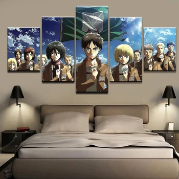 

Home Decor Hd Print Canvas Wall Artwork 5 Piece Animation Attack on Titan Painting Picture Modular Modern Poster For Living Room