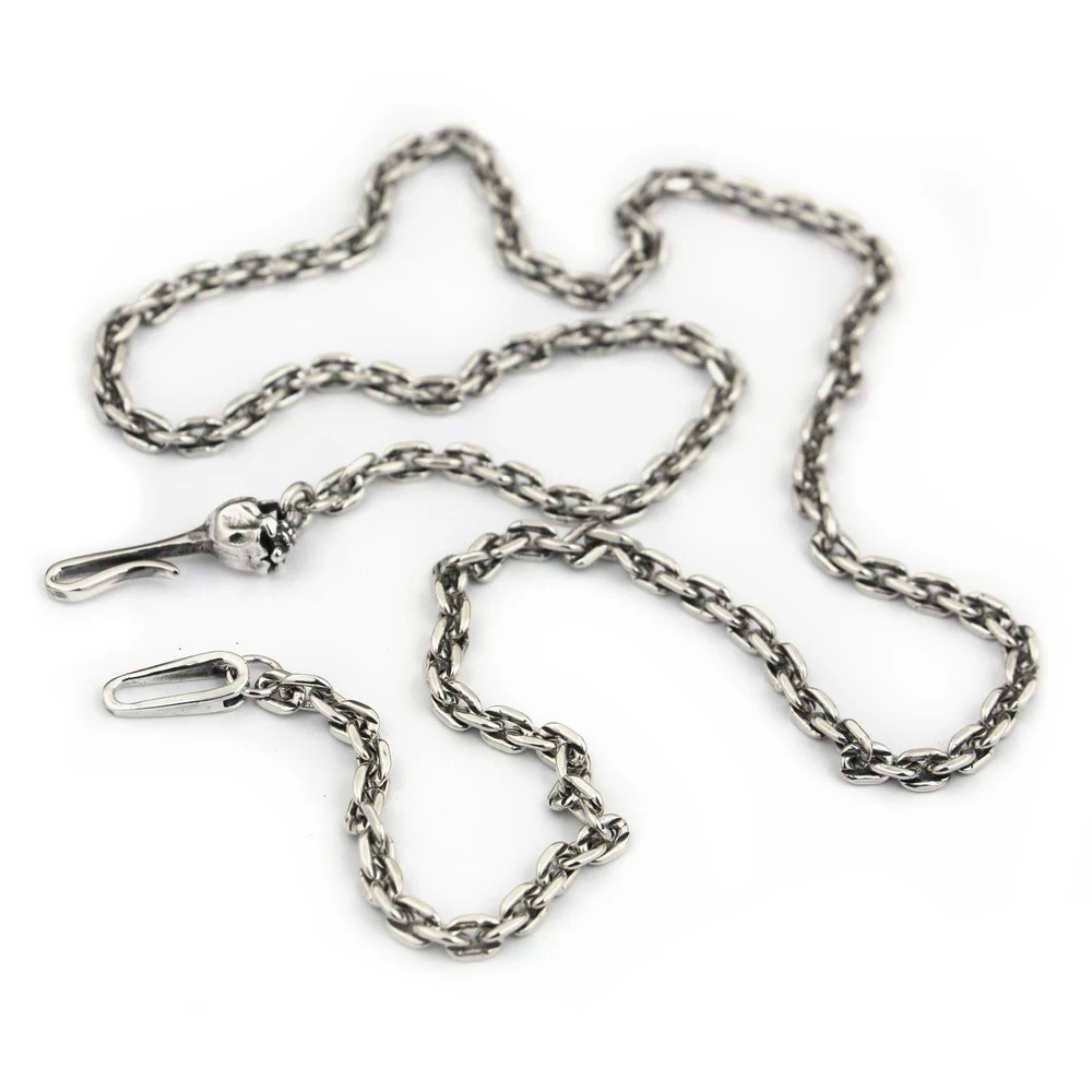 

USA Located 925 Sterling Silver Skull Hook Clasp 4mm Square Link Necklace TA35 24inches 4PX