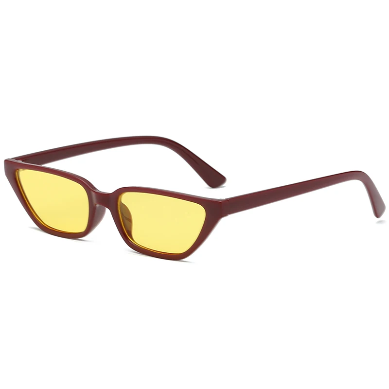 Сова город винтажные прямоугольные женские солнцезащитные очкив ретро стиле Cateye Роскошные брендовые Дизайнерские мужские солнцезащитные очки "кошачий глаз" женские солнцезащитные очки - Цвет линз: darkred frame yellow