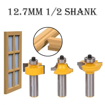 

3pcsGlass Door Plank Curboard Router Bit 12.7MM Woodworking Carving Trimming Milling Cutter Tool 1/2 Shank
