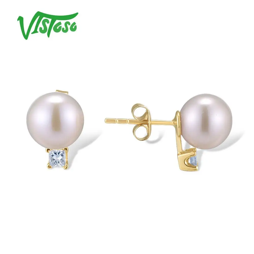 Женские серьги из желтого золота VISTOSO Pure 14 к 585 пробы со сверкающими бриллиантами