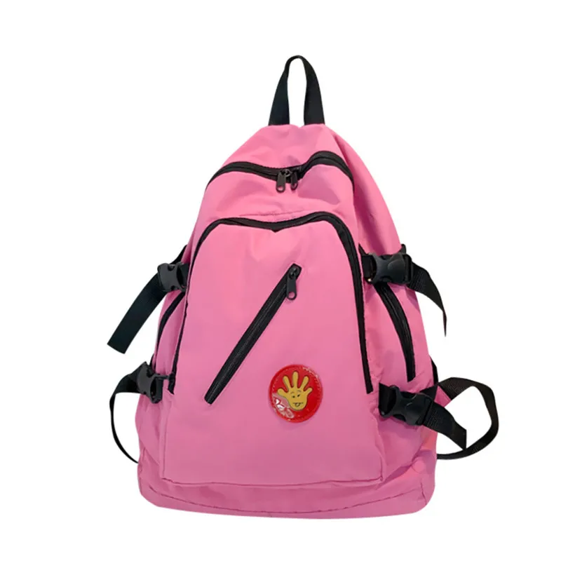 

European and American Style Contrast Color Backpack Joker black School Backpack for Teenage Girls Pure Color Unisex Travel Bag