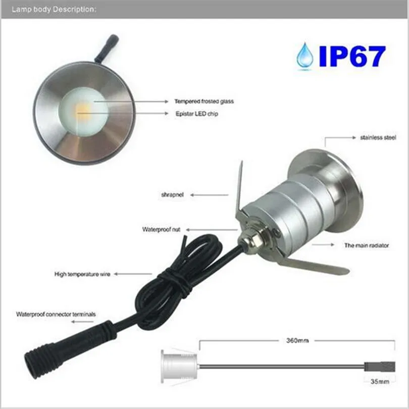 1 шт. IP67 3 Вт CREE светодиодный встраиваемый напольный светильник для улицы водонепроницаемый садовый Подземный светодиодный светильник наземный ландшафтный светильник ing