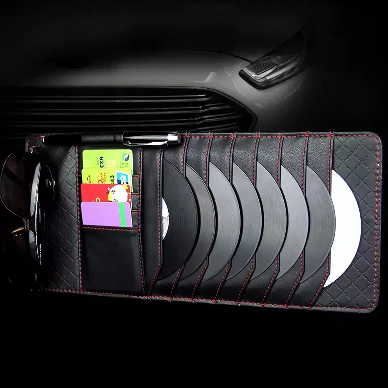

Car Styling Car Sun Visor CD DVD Card Leather Organizer Glass Pen Stowing Case Auto Multifunctional Storage Holder Clip Bag