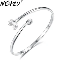 NEHZY – bracelet en argent pour femmes, bijoux de marque, haute mode, gardien de feuille de fleur, bague de main, ouverture réglable, doux