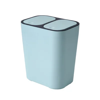 18L green Двойная крышка мокрого и сухого мусорного бака для гостиной, спальни, креативный мусорный бак, пресс с двойной крышкой, двойной контейнер для мусора двойного назначения - Цвет: 18L green