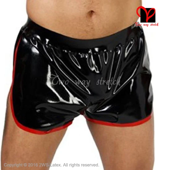 Buy Sexy Latex Boxer Shorts Contrast color trims