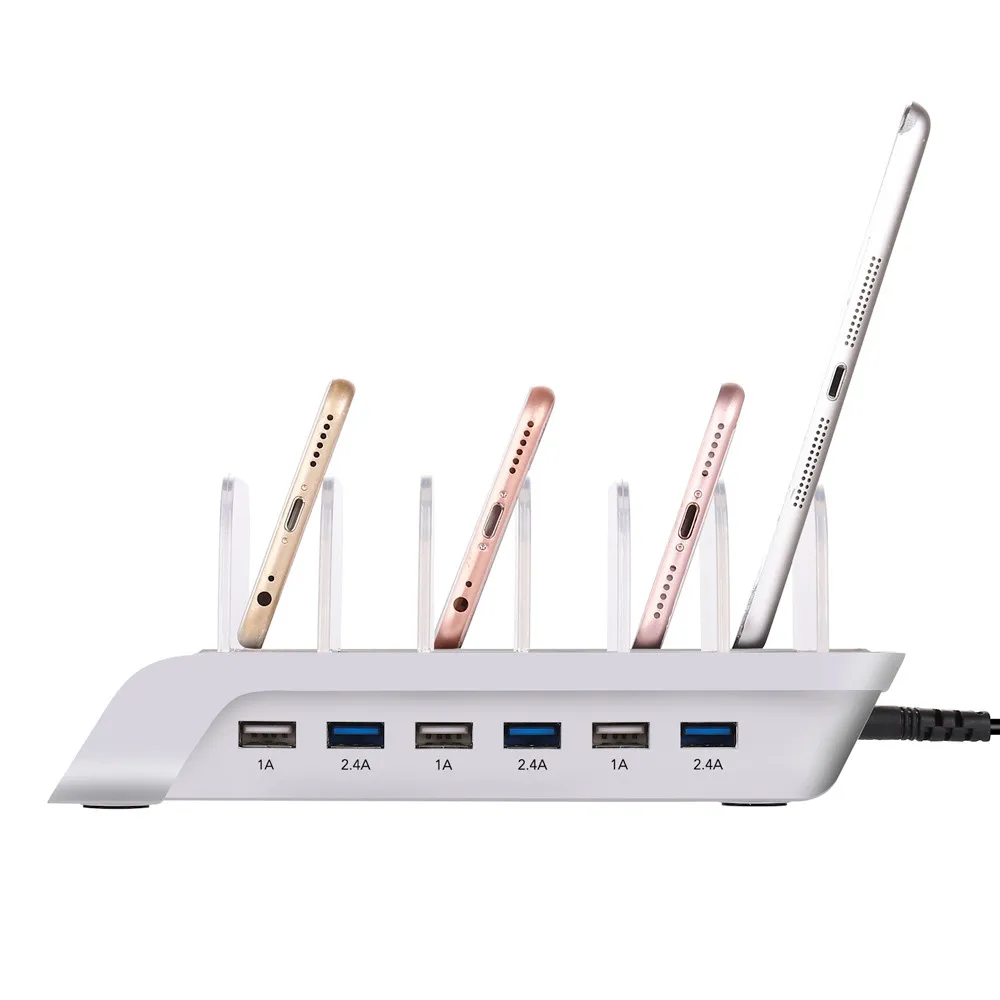 10.2A 6 Port USB Charging Station Universal Desktop Tablet & Smartphone Multi-Device Hub Charging Dock for iPhone, iPad, Galaxy, Tablets (10)