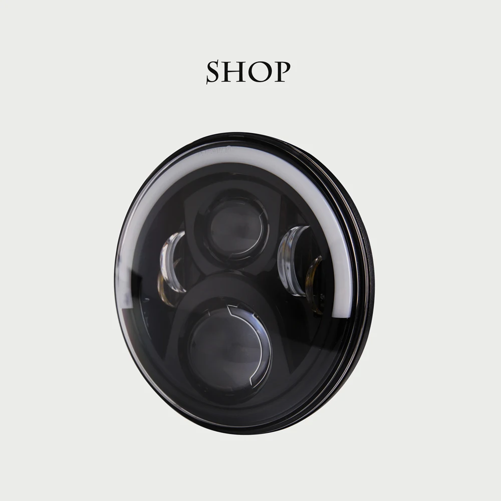 Для двигателя JK Wrangler TJ 7 дюймов круглый светодиодный фонарь Белый Halo Angel Eye/DRL желтый указатель поворота светодиодный проектор - Цвет: black