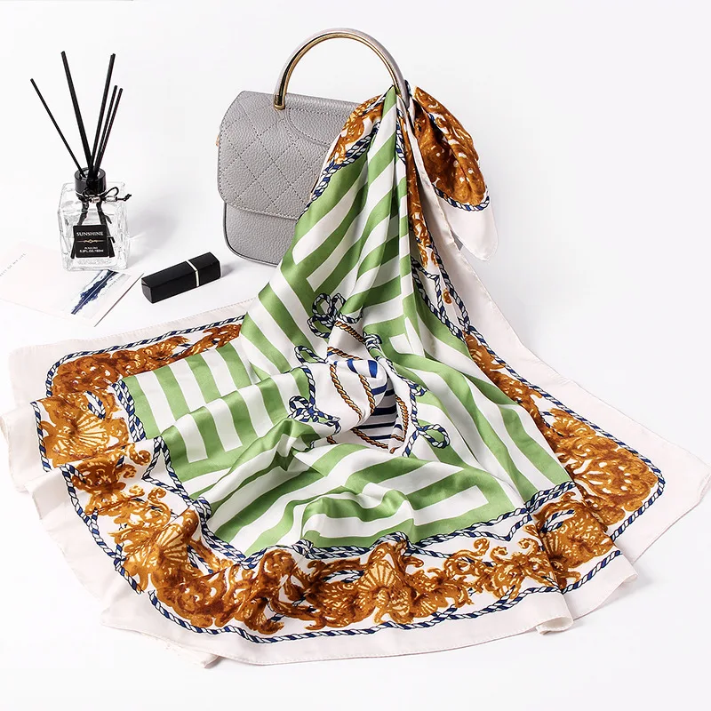 Handkerchief Stripe Scarf Women Patchwork Neck Bandana New Designer For