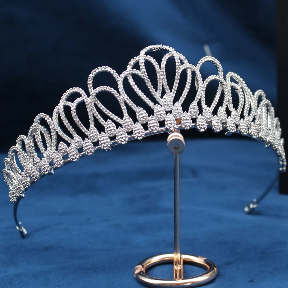 

Parmalambe Simple Silver Petite Zircon Hair Tiaras Bridal Headpieces Crowns Sweet Wedding Hair Accessories coroa de noiva