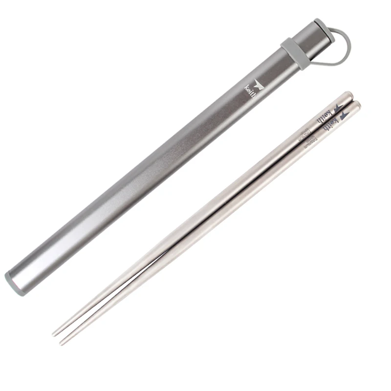 Keith Ultra-light Colorful Titanium Round Chopsticks Portable Chopsticks With Aluminum Box Outdoor tabletware Ti5620