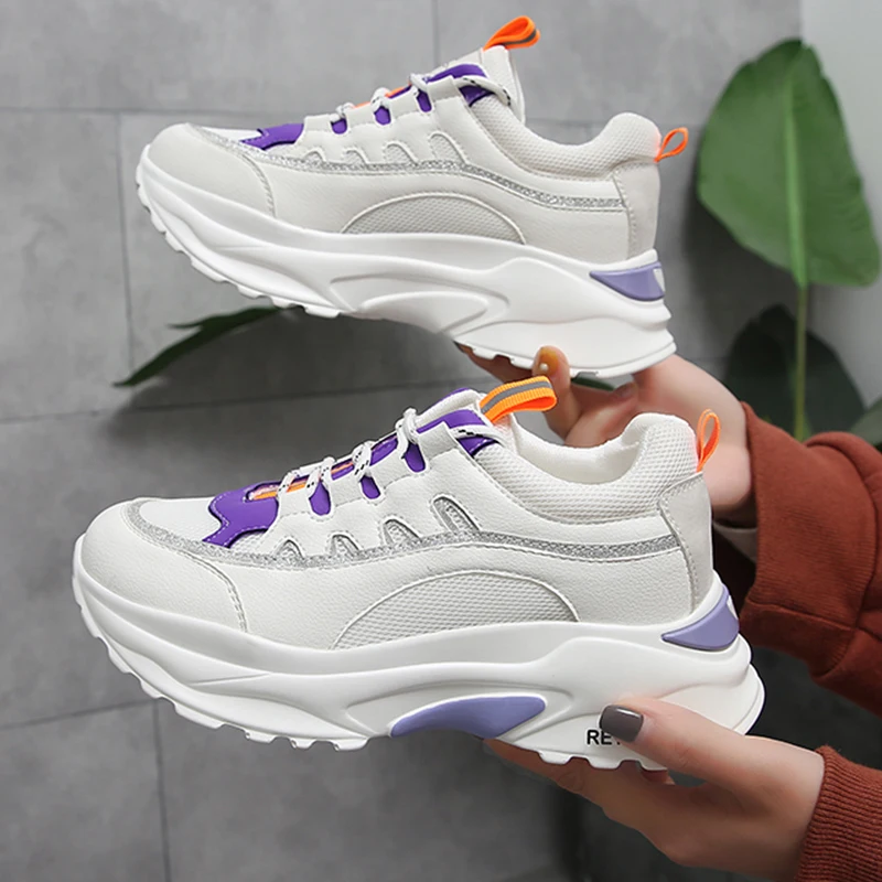 

Women Shoes 2019 New Spring Fashion Platform Women Casual Shoes Women Sneakers White Dad Shoes Chunky Sneakers tenis feminino