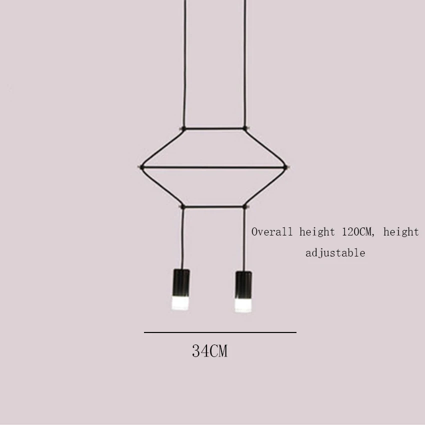 Nordic чердак Геометрические линии подвесной светильник Гостиная Крытый Декор Led висит светильники подвеска светильника освещения - Цвет абажура: 2 Head