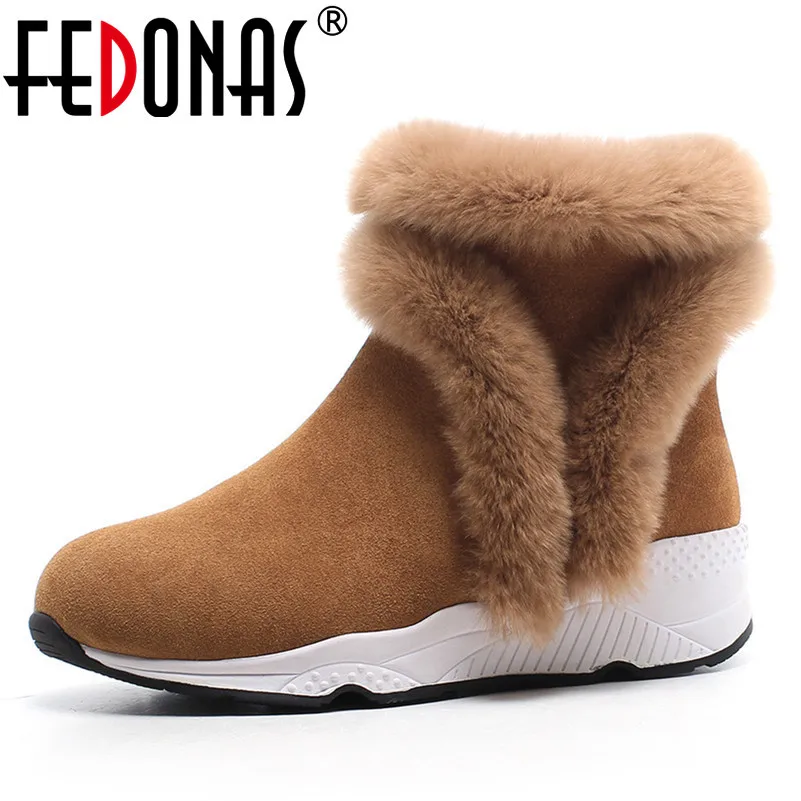 

FEDONAS Fashion Women Snow Boots Wedges Heels Platforms Casual Shoes Woman Cow Suede Autumn Winter Warm Short Ankle Boots