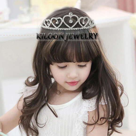 Clear Rhinestone Heart Tiara For Girls Little Princess Crystal Tiara