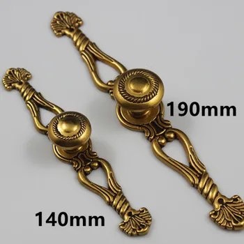 

European retro style furniture handles gold kitchen cabinet drawer knobs bronze knob with plate dresser handles
