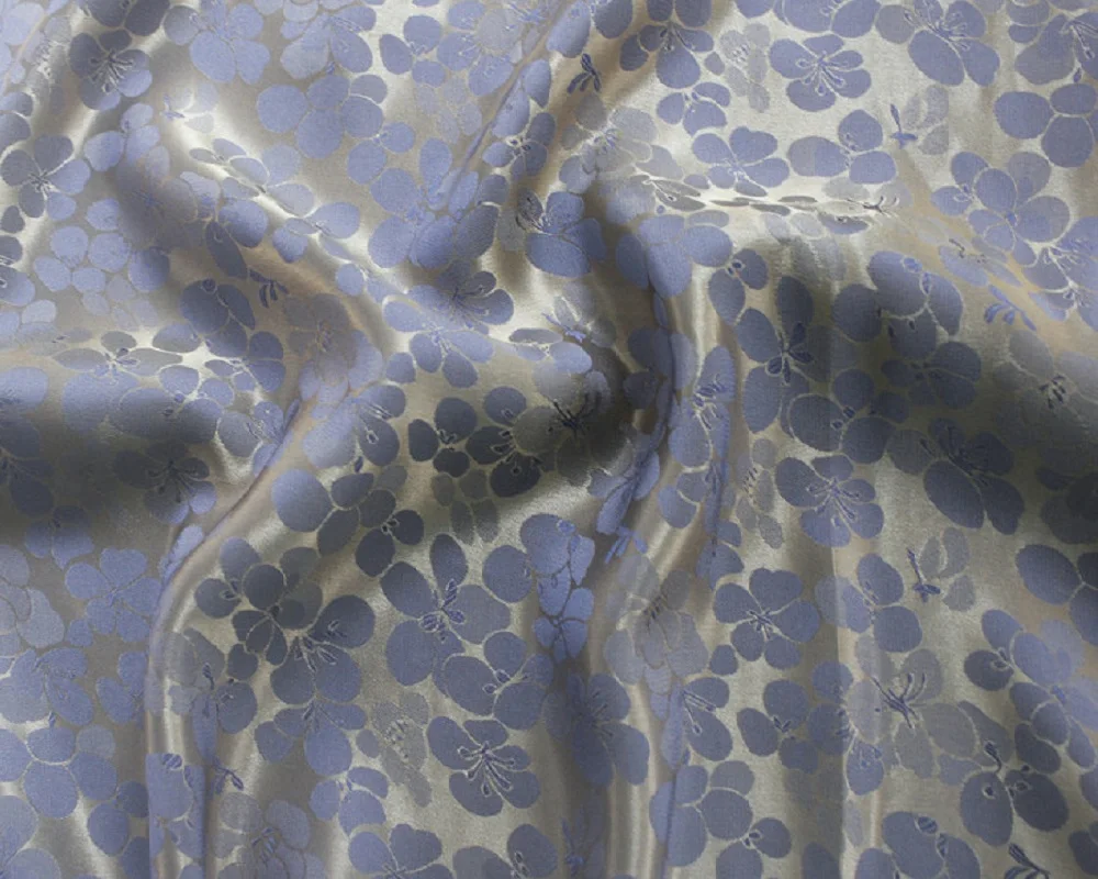 50 см* 114 см цветочный жаккардовый принт шелк вискоза ткань шитье вечернее платье пальто Шелковый атласный материал