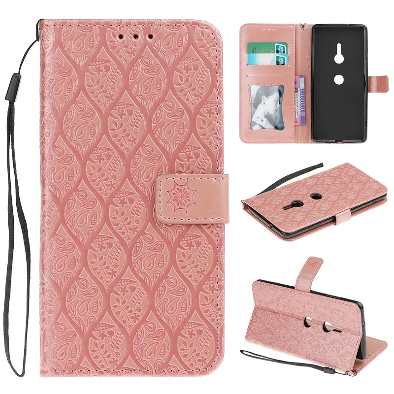 

3D Rattan flower Leather Case For Sony Xperia XA1 Plus E5 X M5 M4 M2 Z5 Compact Z4 Z3 Mini XZ1 XZ2 XA2 L2 L1 Flip Cover Coque