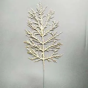 5 шт., искусственные серебристые золотые ветви, блестящая пудра, ветка, искусственные елочные растения, рождественские украшения для дома, вечерние, 40 см - Цвет: Gold 1