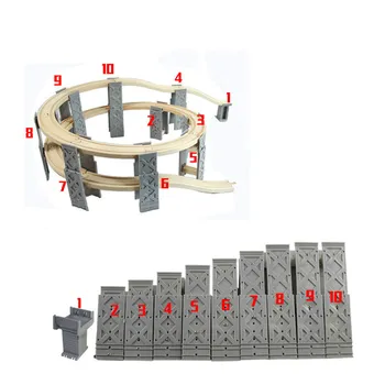 

26Pcs Diecast Plastic Spiral Tracks Train Track Railway Accessories Bridge Piers With Wooden Tracks Railway Toy for Kids Gifts