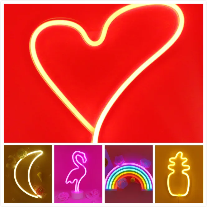 

USB Battery Neon Lamp Holiday Light Flamingo Shaped LED Night Light Home Festival Wedding Decoration Intimate Creative Gift 2019