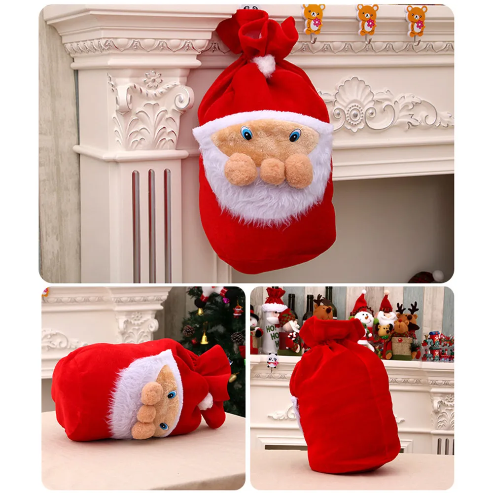 Us 509 56 Off2019 Christmas Gift Bags Santa Claus Candy Bag Cute Xmas Gift Large Sack Pouch Party Home Christmas Stockings Cadeau Noel In
