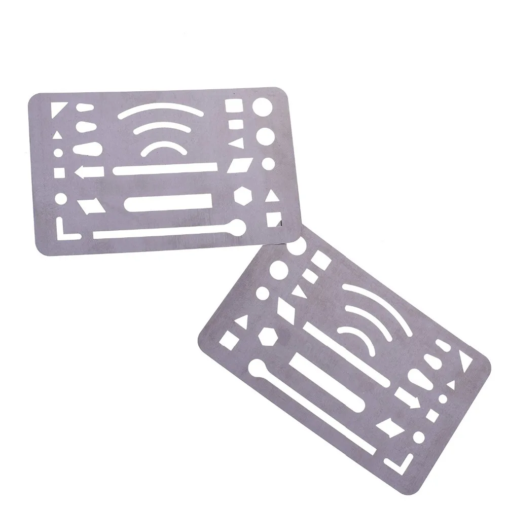 XRHYY 2-Pieces Stainless Steel Erasing Shield Letter Craft Drawing Drafting Tool Shield
