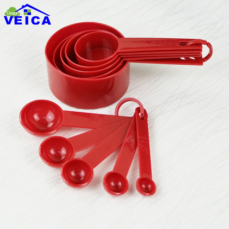 

3 Color Plastic Measuring Cups 10pcs/lot Measuring Spoon Kitchen Tools Measuring Set Tools For Baking Coffee Tea