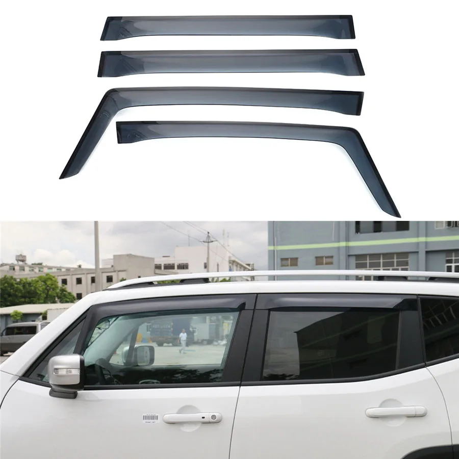 

YAQUICKA Car Exterior Window Roof Cover Rain Decor Strips Stickers 4PCS/Set Resin For Jeep Renegade 15-16