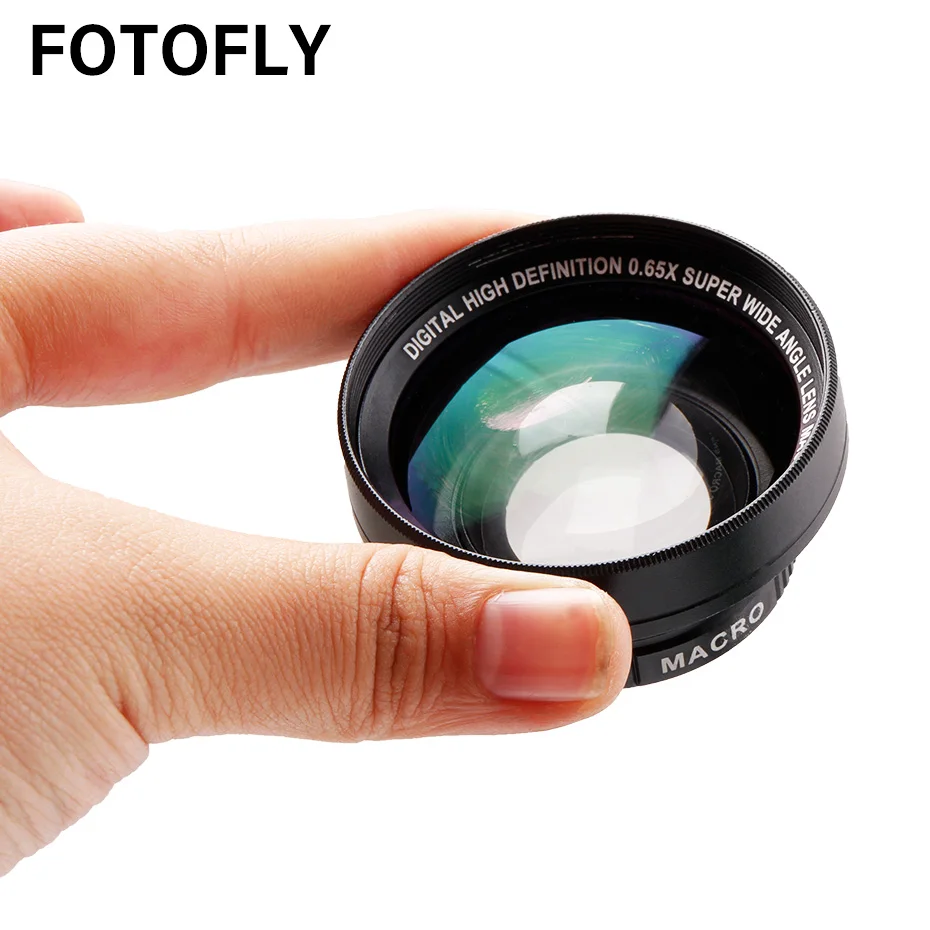FOTOFLY Универсальный 37 мм 0.65X Широкоугольный объектив с макро линзы из оптического стекла для sony Canon Nikon 37 мм цифровой высокой четкости