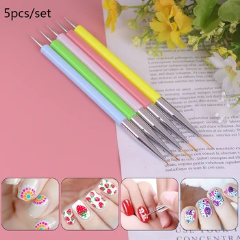

Profesional Nail Art Dotting Pen 2 Ways UV Gel Painting Manicure Tool Drawing Liner Flower Brush Decoration Nail Art Tool 5 Size
