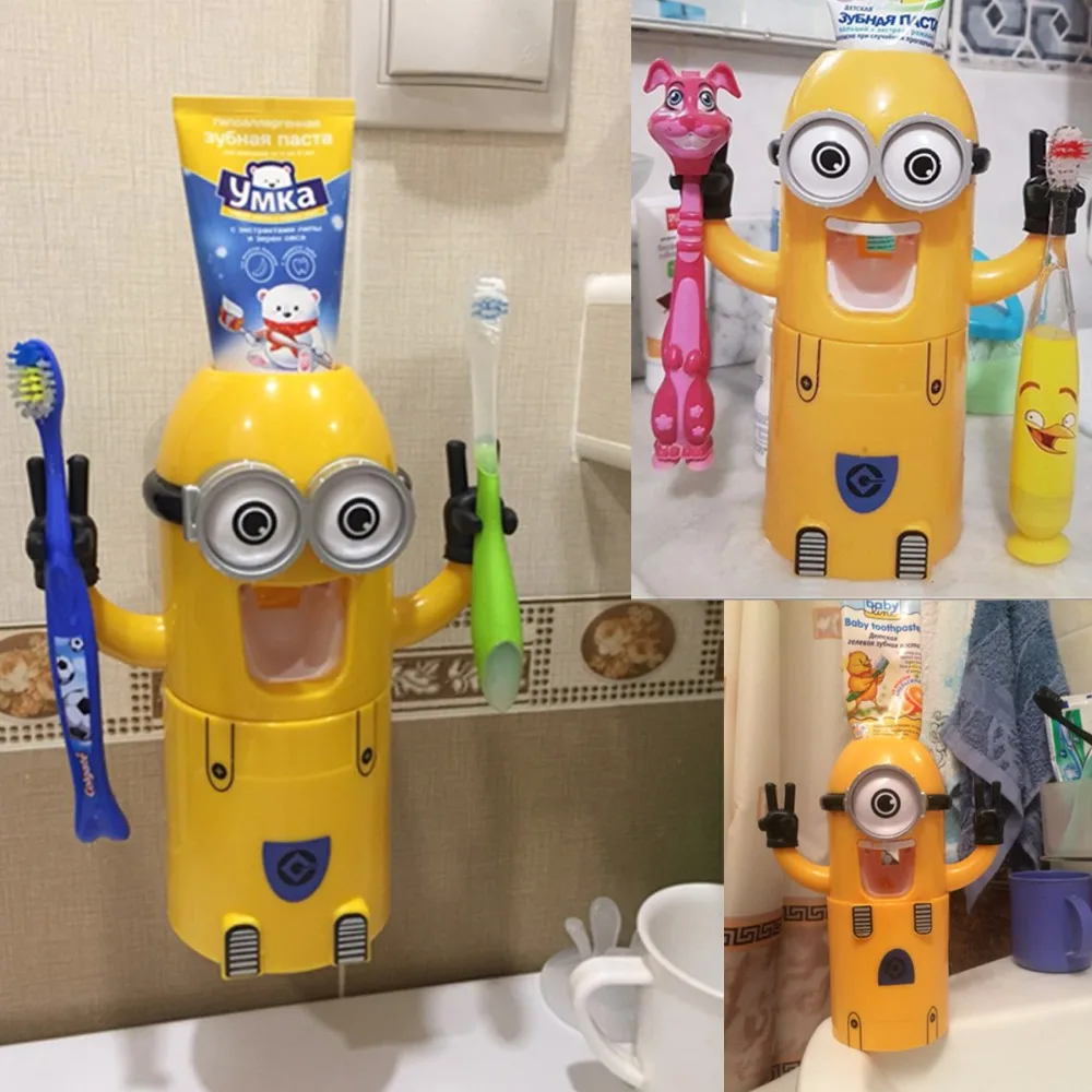Dropshipping Minion Automatic toothpaste dispenser Toothbrush Holder Products Creative bathroom accessories Toothpaste Squeezer