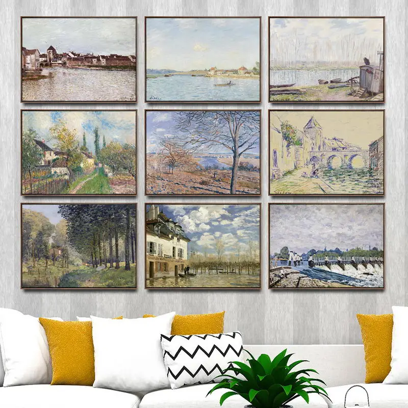 

Home Decoration Art Wall Pictures for Living Room Poster Print Canvas Printings Paintingsn French Alfred Sisley Landscape 5