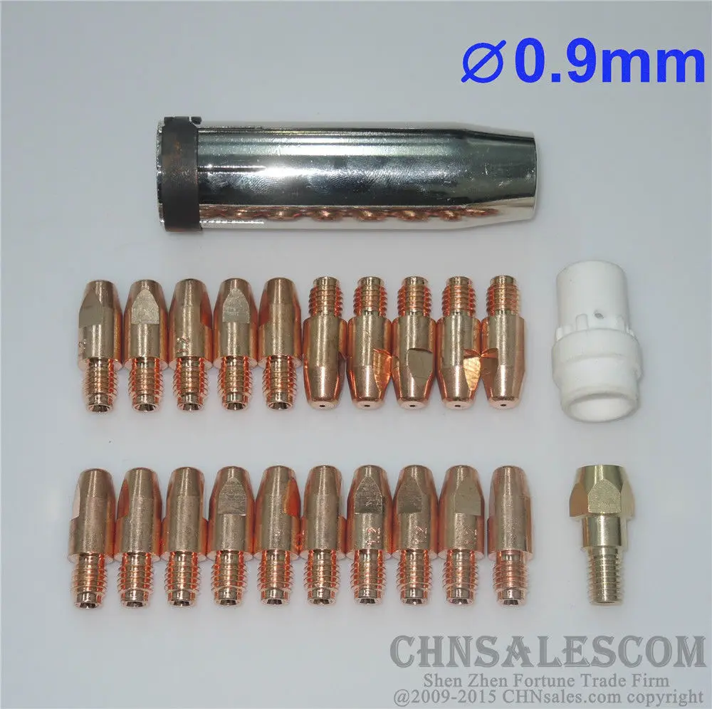 

CHNsalescom 23 PCS MB 36KD MIG/MAG Welding Air cooled Gun Contact Tip 0.9x30 M8 Gas Nozzle