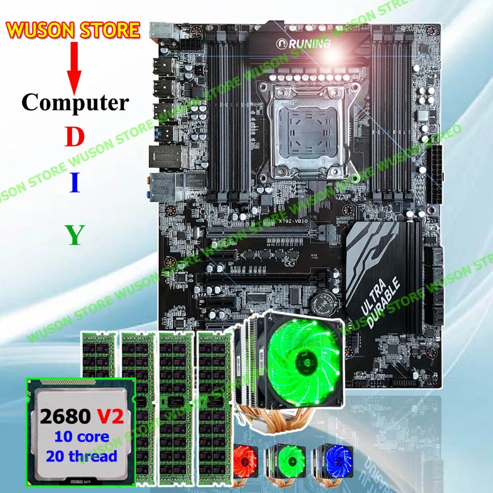 ^*Best Offers Runing Super ATX X79 motherboard CPU RAM combos processor Xeon E5 2680 V2 with GOOD cooler memory 32G(4*8G) 1600MHz DDR3 REG ECC ^*Best Offers Runing Super ATX X79 motherboard CPU RAM combos processor Xeon E5 2680 V2 with GOOD cooler memory 32G(4*8G) 1600MHz DDR3 REG ECC