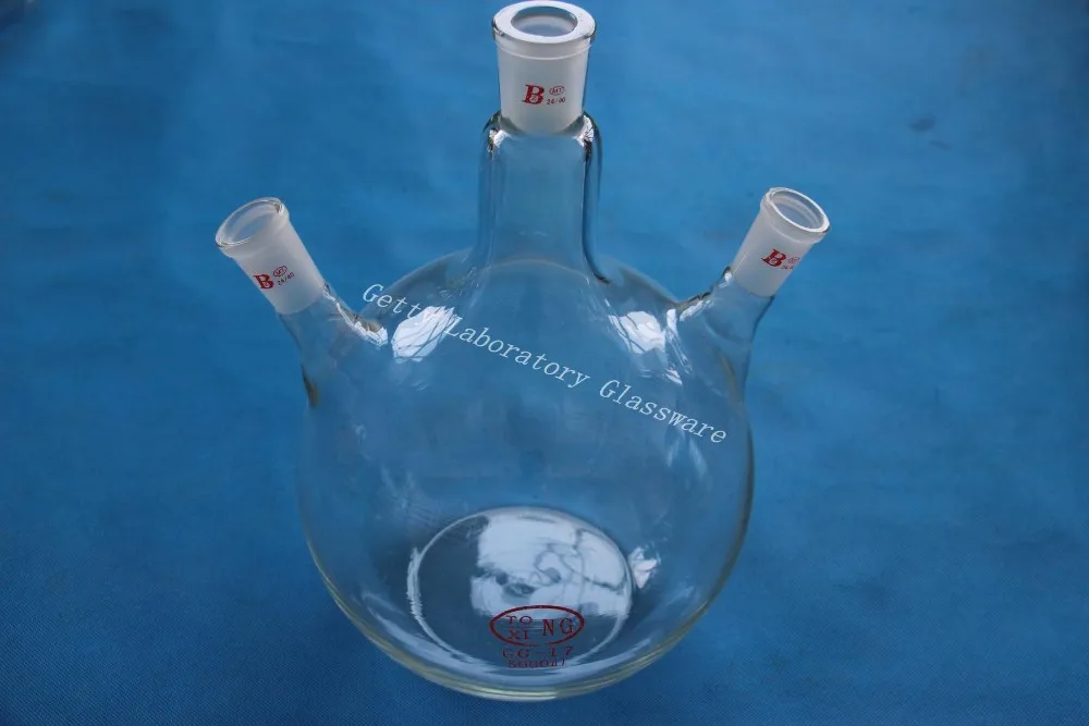 

5L 3-neck flat bottom flask, 5000 ml, Joint 24/40,heavy wall (Lab instrument)