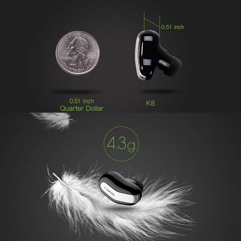 Dacom K8 Скрытая наушник Micro Mono невидимый мини гарнитура Беспроводной Bluetooth наушники