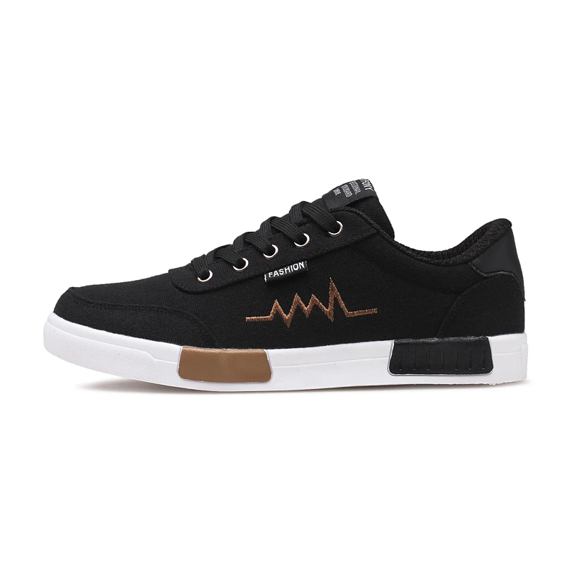LAKESHI New 2019 Spring Summer Canvas Shoes Men Sneakers Low top Black Shoes Men's Casual Shoes Male Brand Fashion Sneakers