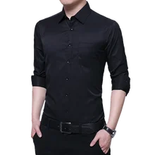 Формальные мужские рубашки с длинными рукавами модные деловые банкетные свадебные рубашки мужские Размеры pure однотонная мужская повседневная рубашка