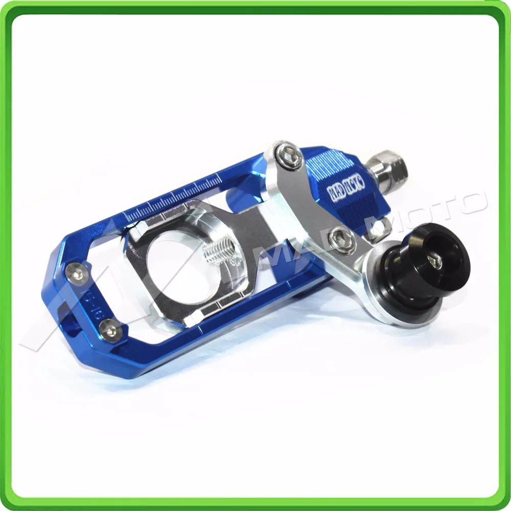 Motorcycle Chain Tensioner Adjuster with bobbin fit for APRILIA RSV4 2009 2010 2011 2012 2013 2014 Blue & Silver (8)
