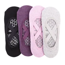 1 пара Для женщин противоскользящие носки для йоги с ручками дышащие Нескользящие махровые автомобильная Массажная подушка хлопковые носки для фитнес, Пилатес танец