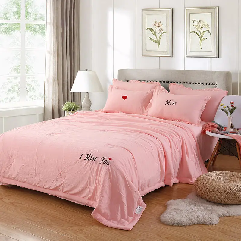 Washed Cotton Bedding Set . pillowcase Bed Sheet/linen Duvet Cover set