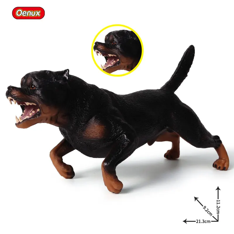 

Oenux Original Overlarge Size Rottweiler Dog Simulation Animals Model Roaring Rottweiler Dog Action Figures Birthday Toys Gift